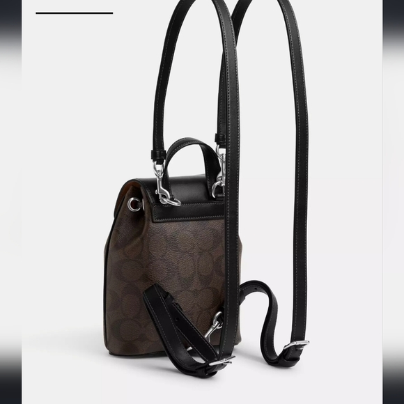 NWT COACH CL458 Amelia Convertible Backpack Signature Canvas&Leather Brown/Black - Picture 4 of 7